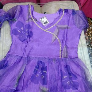 New Shiny Organza Flared Kurtha With Dupatta.N