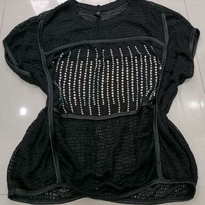 Diamond Studded Mesh Top