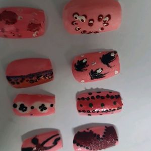 Pink Colour Artificial Nails Is Available.