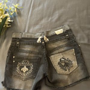 Grey Denim Shorts For Women