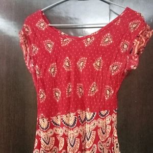 Red Colour Printed Kurti