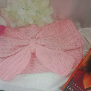 Crochet Pink Bow Top