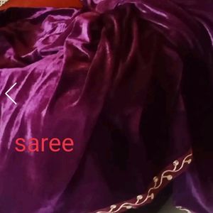 Designer Velvet Saree With Blouse Piece