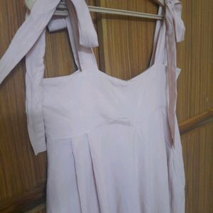 Coquette Tie-up Pale Pink Jumpsuit With Pockets