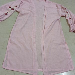 Pink Colour Shrug With Embroidery Designs