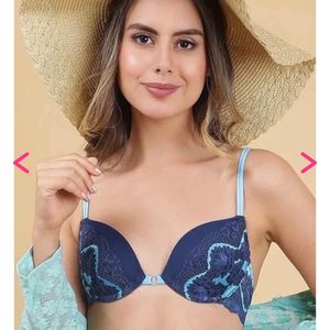 Clovia Dark Blue Lace Full Coverage Under-W