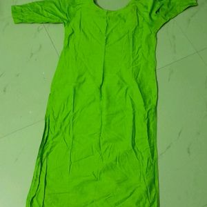 Parrot Green Kurthi With Beautiful Handwork