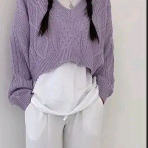 Lavender Korean Cropped Sweater