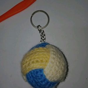 Volleyball Crochet Keychain