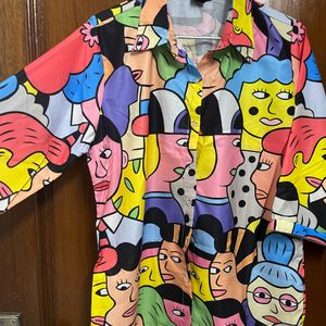 Multicolor Shirt With Face Print 👚