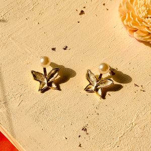 Pearl Hoop Butterfly Charm Earrings