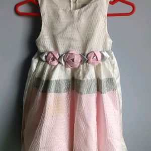 White Nd Baby Pink Combination Girl Frocks