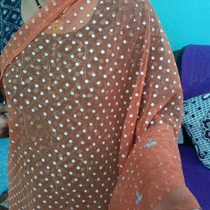 Beautiful Orange Net Saree