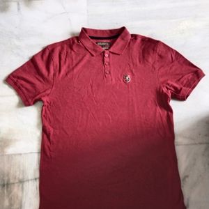 Polo Neck T Shirt Maroon