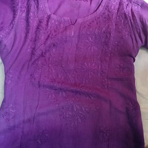 Ombre Purple Chikankari Kurti