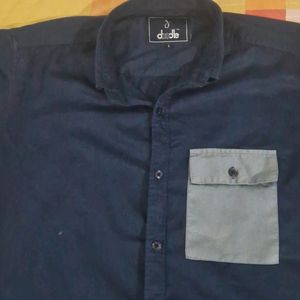 Doodle Navy Blue One Side Pocket Shirt