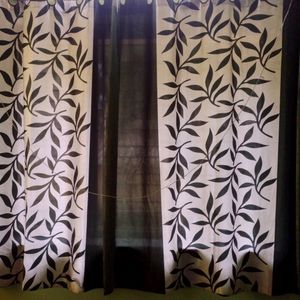 Green Leaves Printed Curtains For Windows