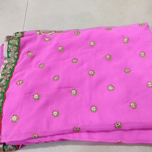 Pink Saree With Blouse