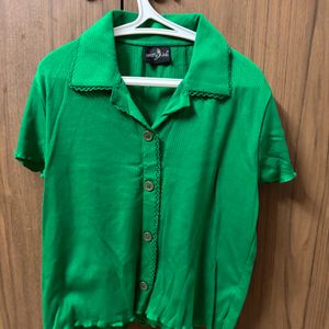 Korean Style Green Cropped Top