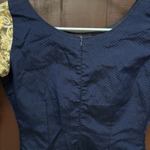 Navy Blue Kurta With Golden Work