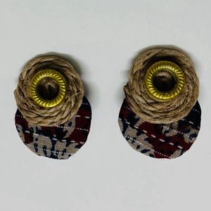 4 Pair Of Handmade Fabric Studs And 2 Fabri Rings