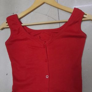 RED Ribbed Crop Top