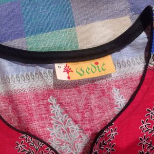 Red Printed Kurta Sleeveless