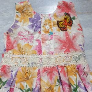 Multicolor Butterfly Floral Kids Dress