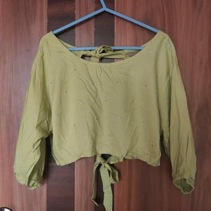 Lime Green Backless Blouse / Crop Top (Women)