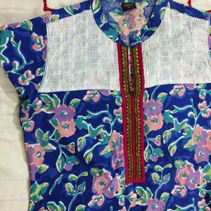 Soch Blue Floral Kurti For Women (XL SIZE)