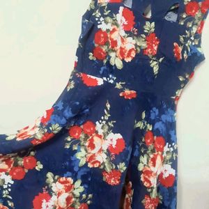 Floral Unique Summer Strechable Knee Length Frock