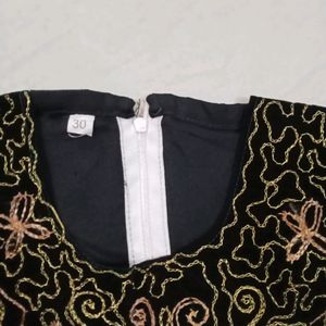 Embroidery Black Top For Kids