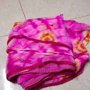 pink And Orange Saree With Blouse