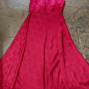 Red Self Designed Gown