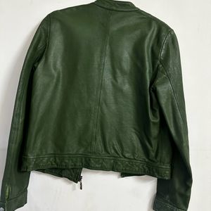 VINTAGE LEATHER JACKET OLIVE GREEN