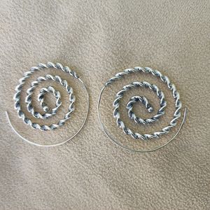 Spiral Earrings, Silver Plated Earrings