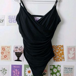 Stylish Black Swimsuit With Silver Buckles