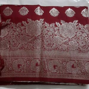 Maroon Silver Stone Saree