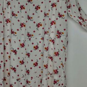 White Floral Printed Dress From MANGO