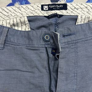 Light Blue Checked Slim Fit Pant