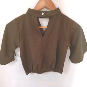 Olive Green Stylish Causal Top