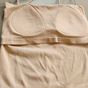 Unused Padded Stretchable Beige Top