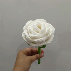 Crochet Rose White Single Piece