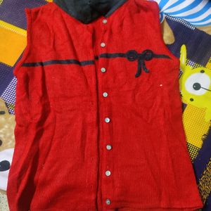 Cutsleeves Black And Red Cute Sweater