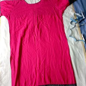 Plain Pink And Black Women's kurta