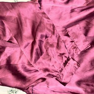 PINK SNATCHED WAIST SATIN TOP FOR WOMEN