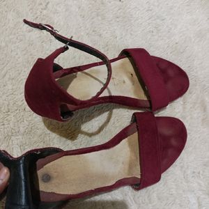 Maroon Block Heel