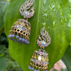 peacock design earrings