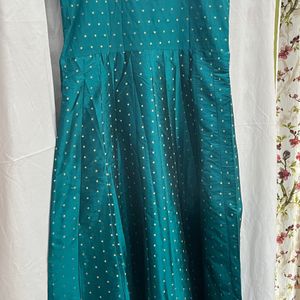 Tusshar silk teal blue colour dress (only top)