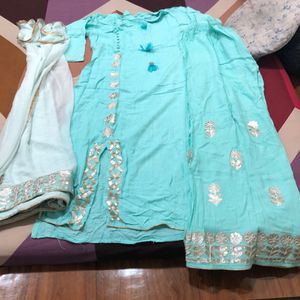 Skyblue Palazzo Suit Set Wid Dupatta